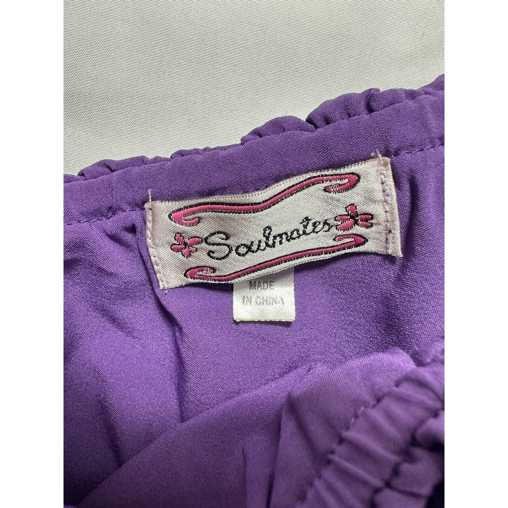 Soulmates Dress Women's Sz M Purple Sleeveless One‎ Shoulder Ruffle Fit & Flare - Picture 8 of 10